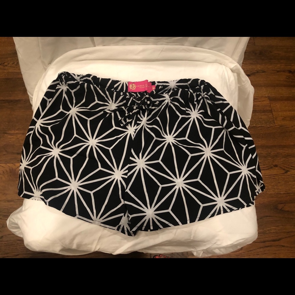 Black and White tropical patterned shorts